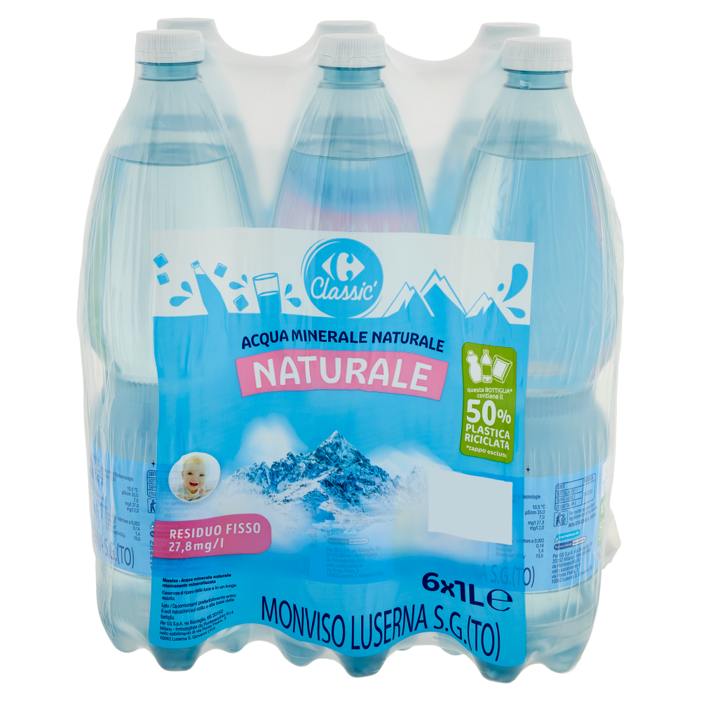 Carrefour Classic Naturale Acqua Minerale Naturale Monviso 6 x 1 L