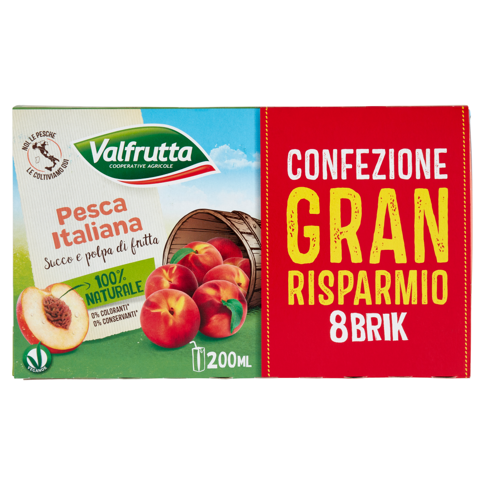 Valfrutta Pesca Italiana Succo e polpa di frutta 8 x 200 ml