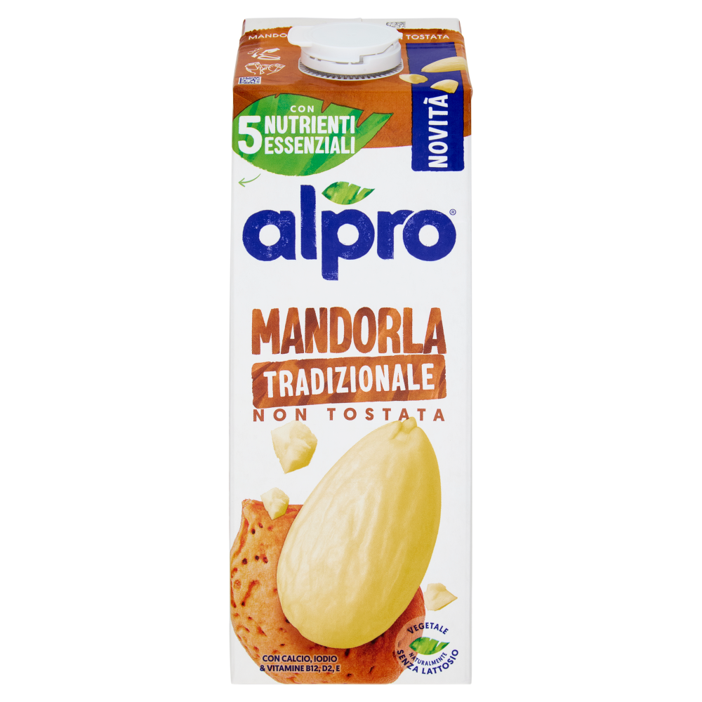 ALPRO Mandorla Tradizionale, Non Tostata, Bevanda 100% Vegetale, Naturalmente Senza Lattosio, 1L