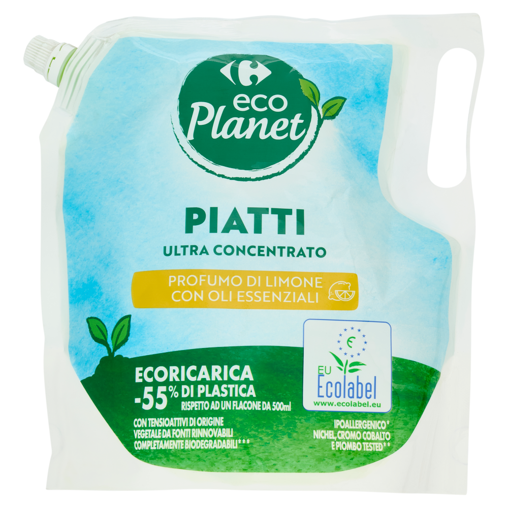 Carrefour eco Planet Piatti Ultra Concentrato Profumo di Limone con Oli Essenziali Ecoricarica 1 L