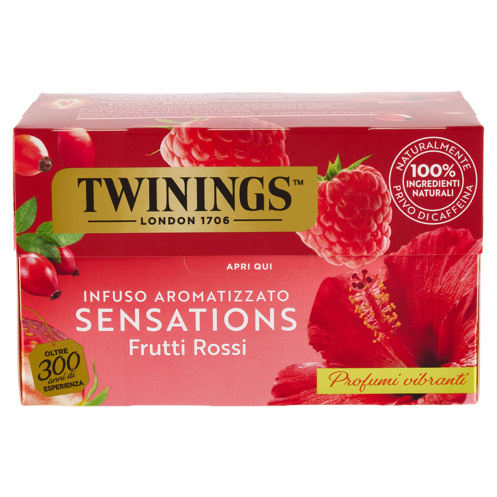 Twinings Frutti Rossi Infuso Sensations alla fragola, lampone, ibisco e rosa canina 20 filtri 40 