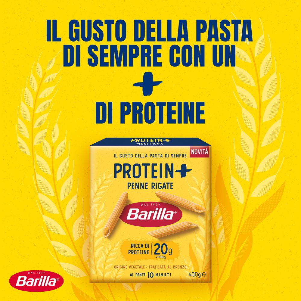 Barilla Protein+ Penne Rigate, Pasta Ricca di Proteine di Origine Vegetale, 400 g