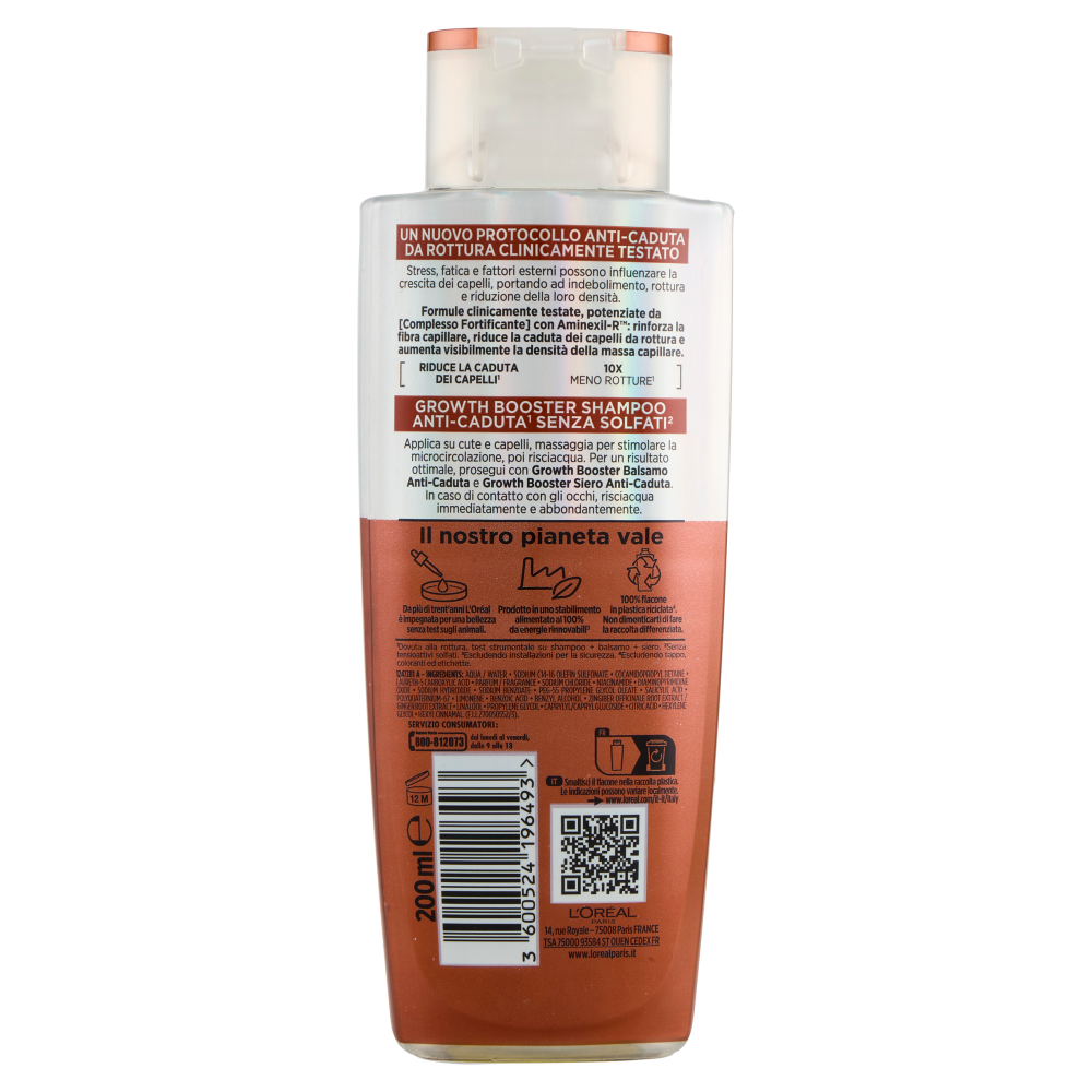 Elvive Growth Booster Shampoo Anti-Caduta, per Capelli Tendenti a Caduta e Rottura, 200 ml