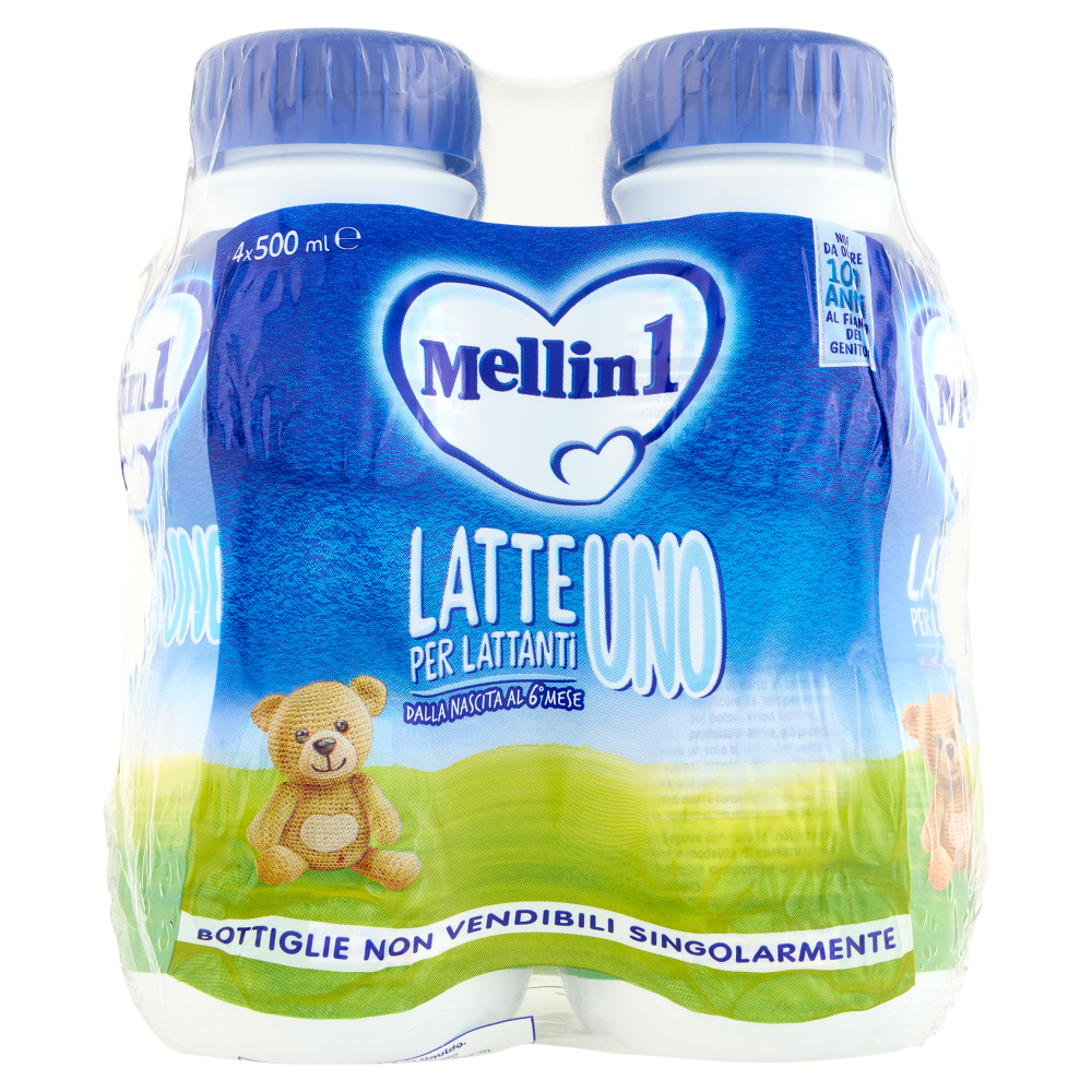 MELLIN 1 - Latte di Partenza Liquido per Lattanti dalla nascita al 6° mese compiuto, 4x500ml