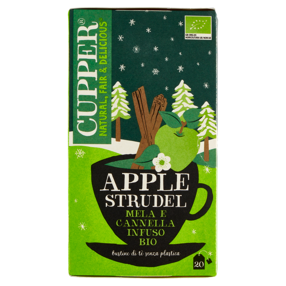 CUPPER Infuso Biologico Apple Strudel, Tisana Natalizia con Mela e Cannella, 20 Bustine 50 g