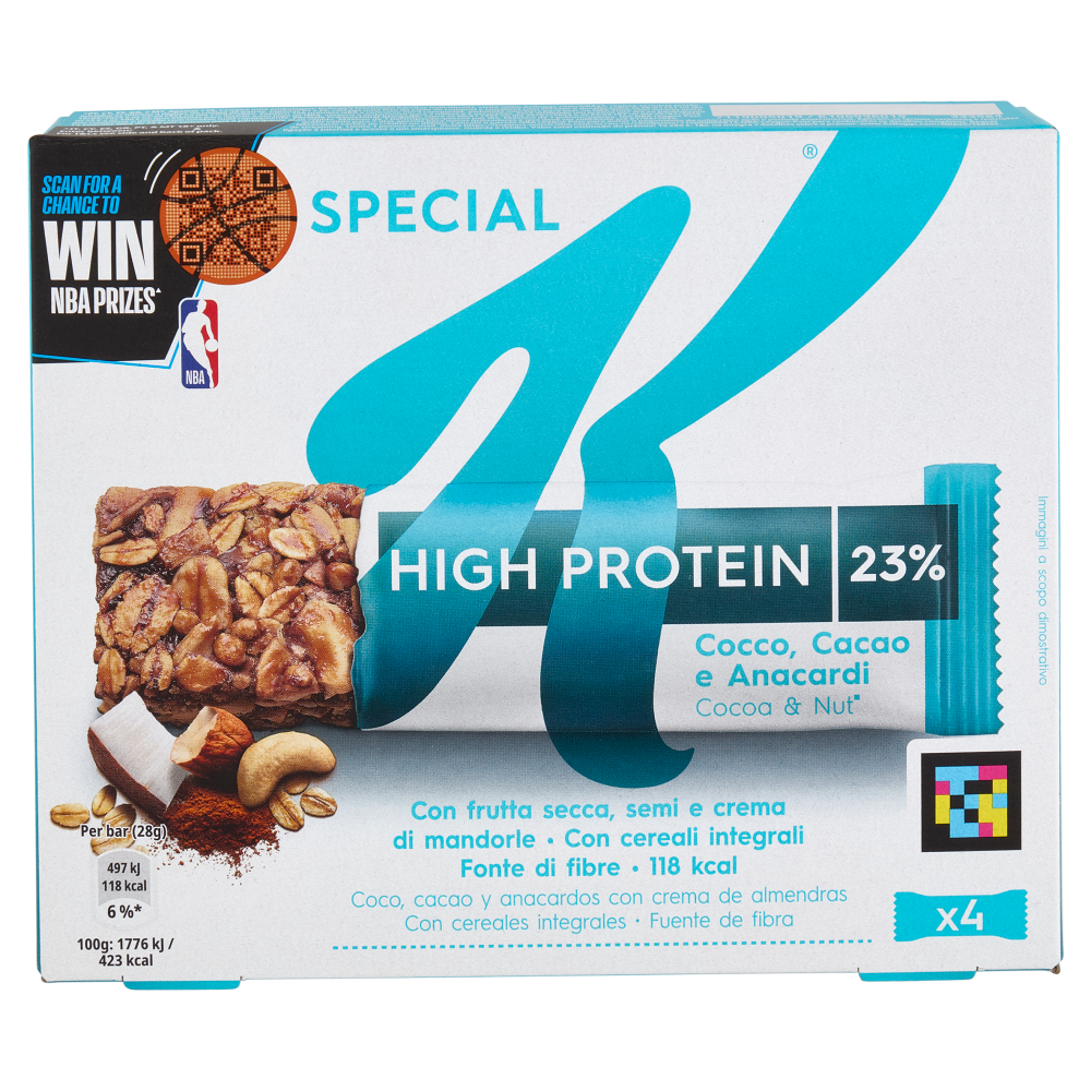 Kellogg's Special K High Protein 23% Cocco, Cacao e Anacardi 4 x 28 g