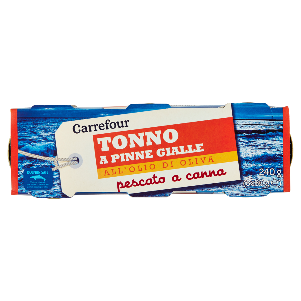 Carrefour Tonno a Pinne Gialle all'Olio di Oliva pescato a canna 3 x 80 g