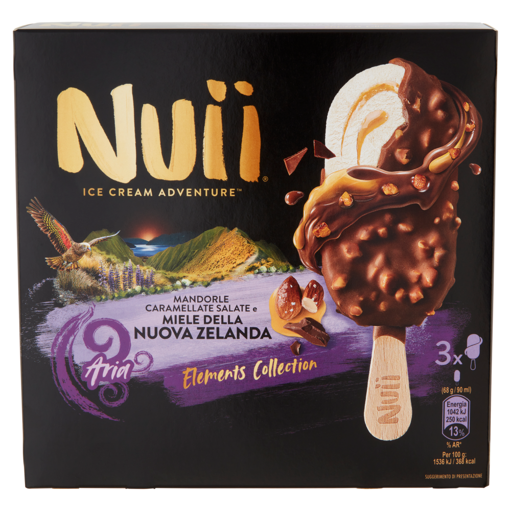 NUII Mandorle Caramellate Salate e Miele della Nuova Zelanda 3 x 68 g
