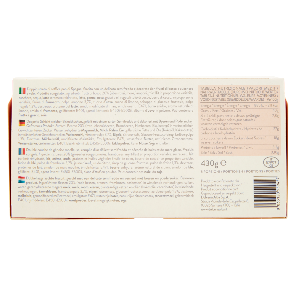 Dolcerialba Frutti di bosco Tortina Pretagliata 430 g