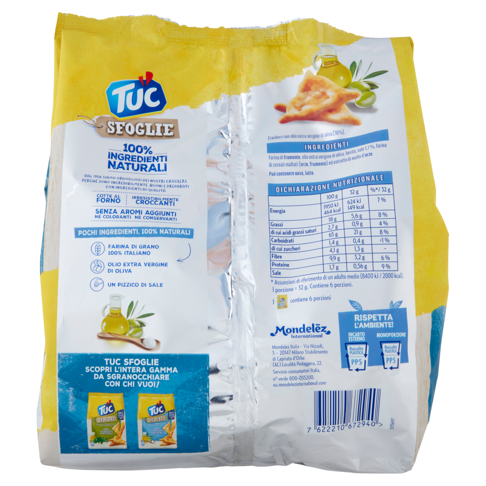Tuc Sfoglie Olio Extra Vergine di Oliva & Un Pizzico di Sale Multipack - 6 x 32 g