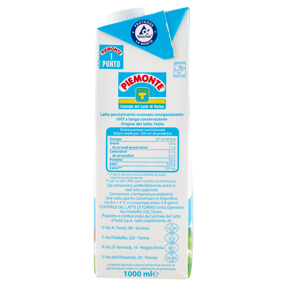Piemonte Parzialmente scremato a Lunga Conservazione 1000 ml