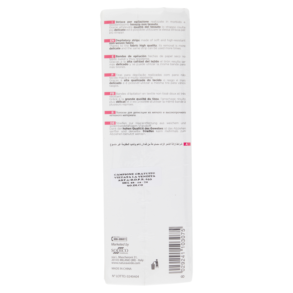 Naturaverde Pro Strisce per Epilazione in Tessuto Non Tessuto 100 pz