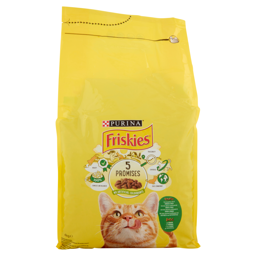 PURINA FRISKIES Gatto con un gustoso mix di Coniglio e Pollo e con verdure 4 kg