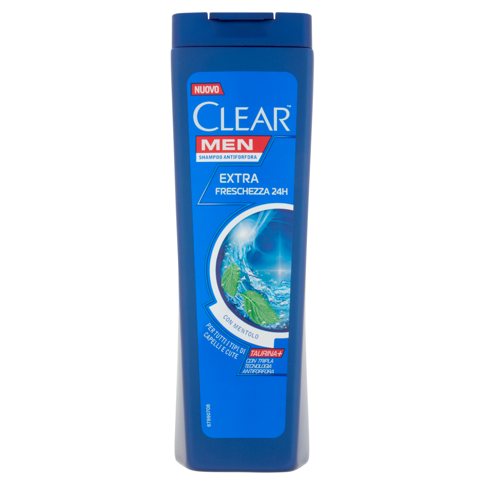 Clear Men Shampoo Antiforfora Extra Freschezza 24H per Tutti i Tipi di Capelli e Cute 225 ml