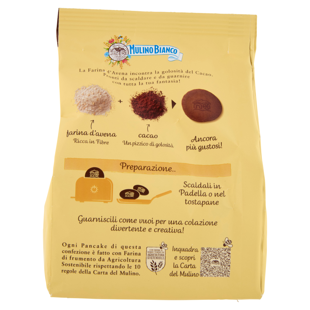 Mulino Bianco Pancake con Farina d'Avena e Cacao Colazione 8 Porzioni 256g