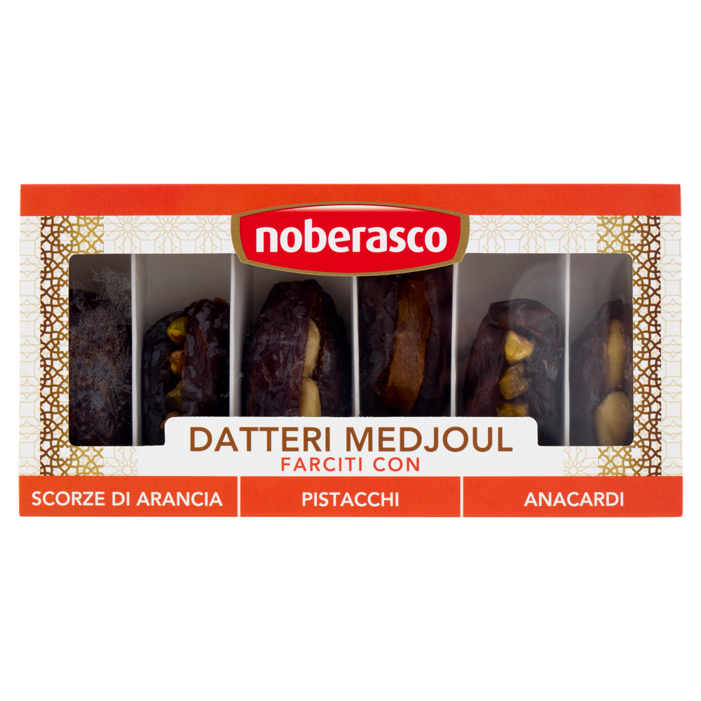 noberasco Datteri Medjoul Farciti con Scorze d'Arancia, Pistacchi, Anacardi  125 g