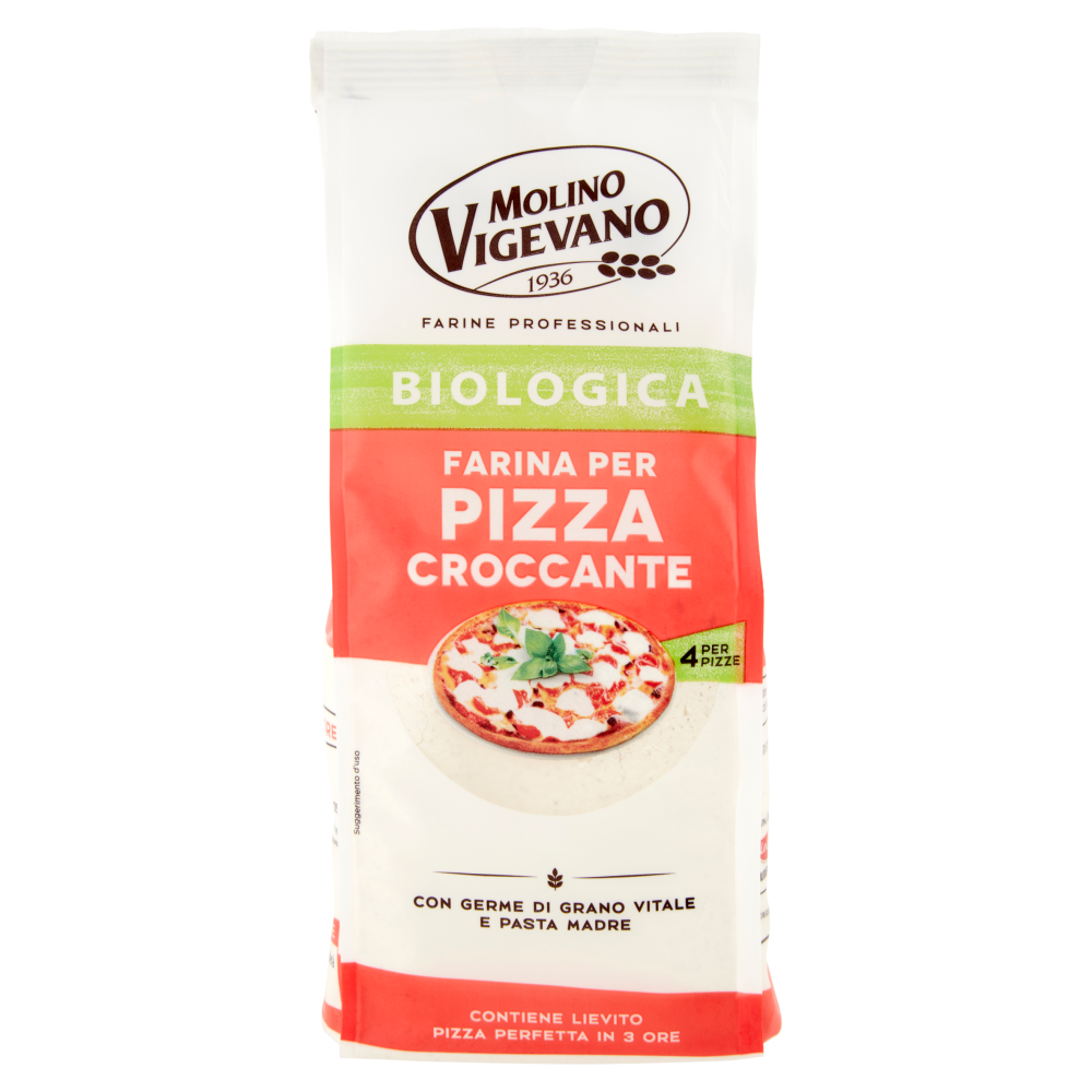 Molino Vigevano Farine Professionali Farina per Pizza Croccante Biologica 500 g