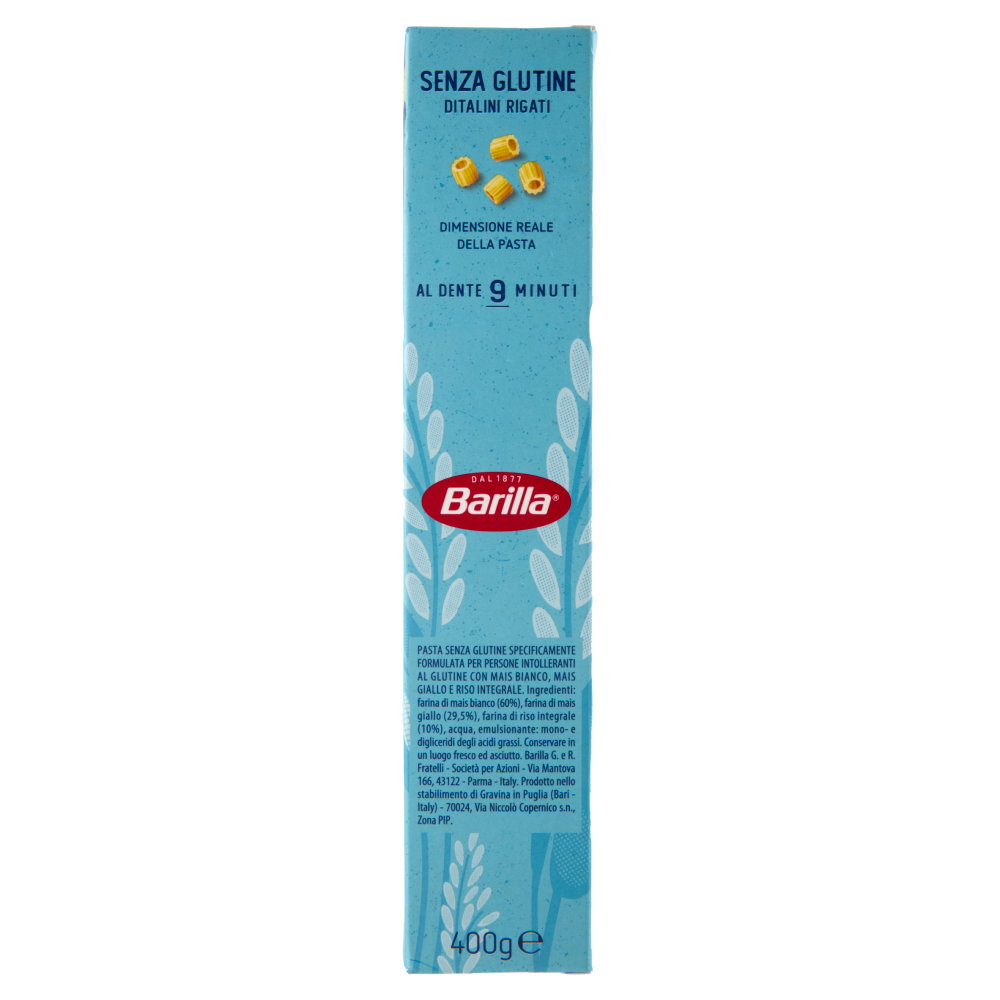 Barilla Pasta Ditalini Rigati Senza Glutine 400 g