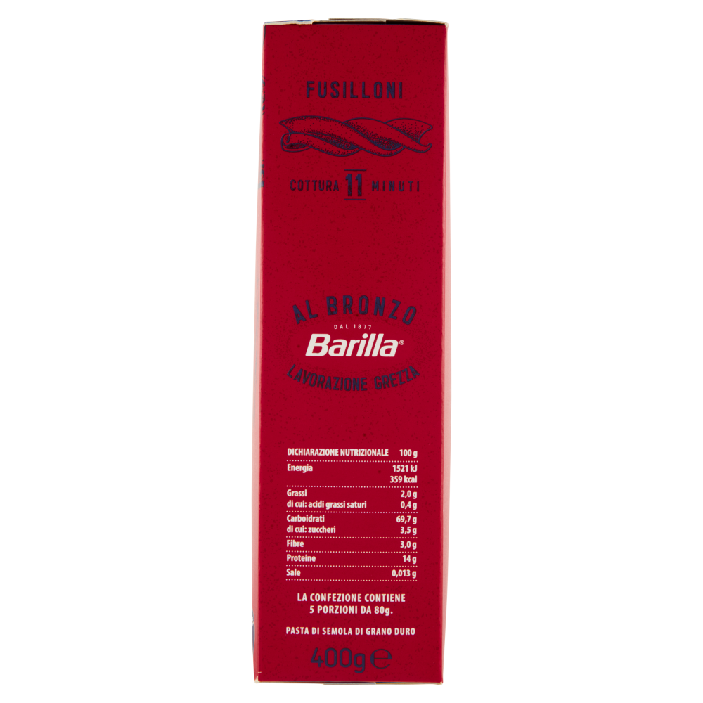Barilla Pasta Al Bronzo Fusilloni 100% grano italiano 400g