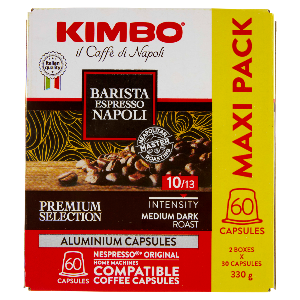 Kimbo Barista Espresso Napoli Capsule Compatibili con le Macchine Nespresso* Original 60 Caps 2x165g