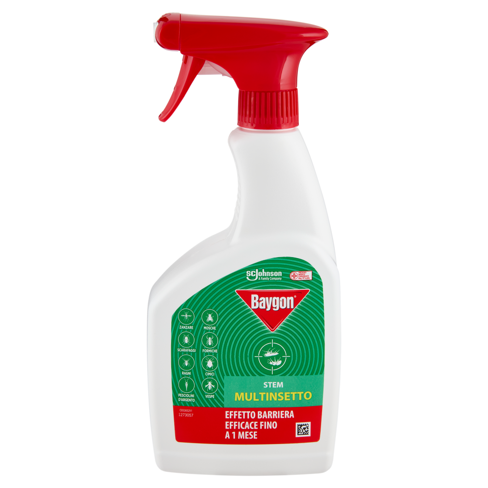 Baygon Multinsetto Trigger Insetticida, Azione rapida, effetto barriera 1 mese, 1 Trigger da 500 ml