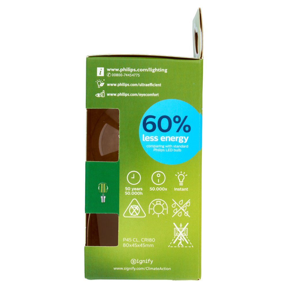 Philips Led Sfera Vetro Filamento 40W E14 4000K 