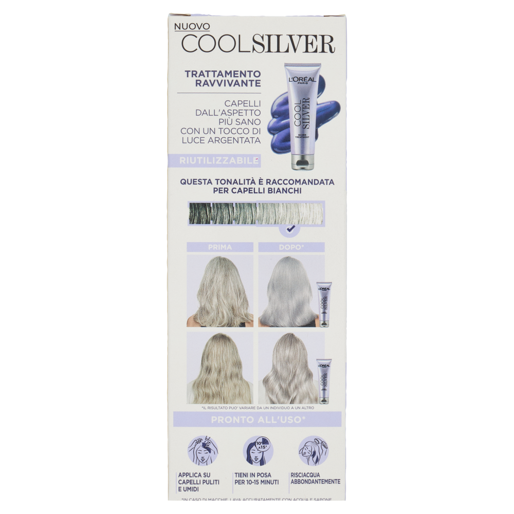 L'Or&eacute;al Paris Cool Silver Bianco Perla Trattamento Ravvivante, per Capelli Bianchi, 114 ml