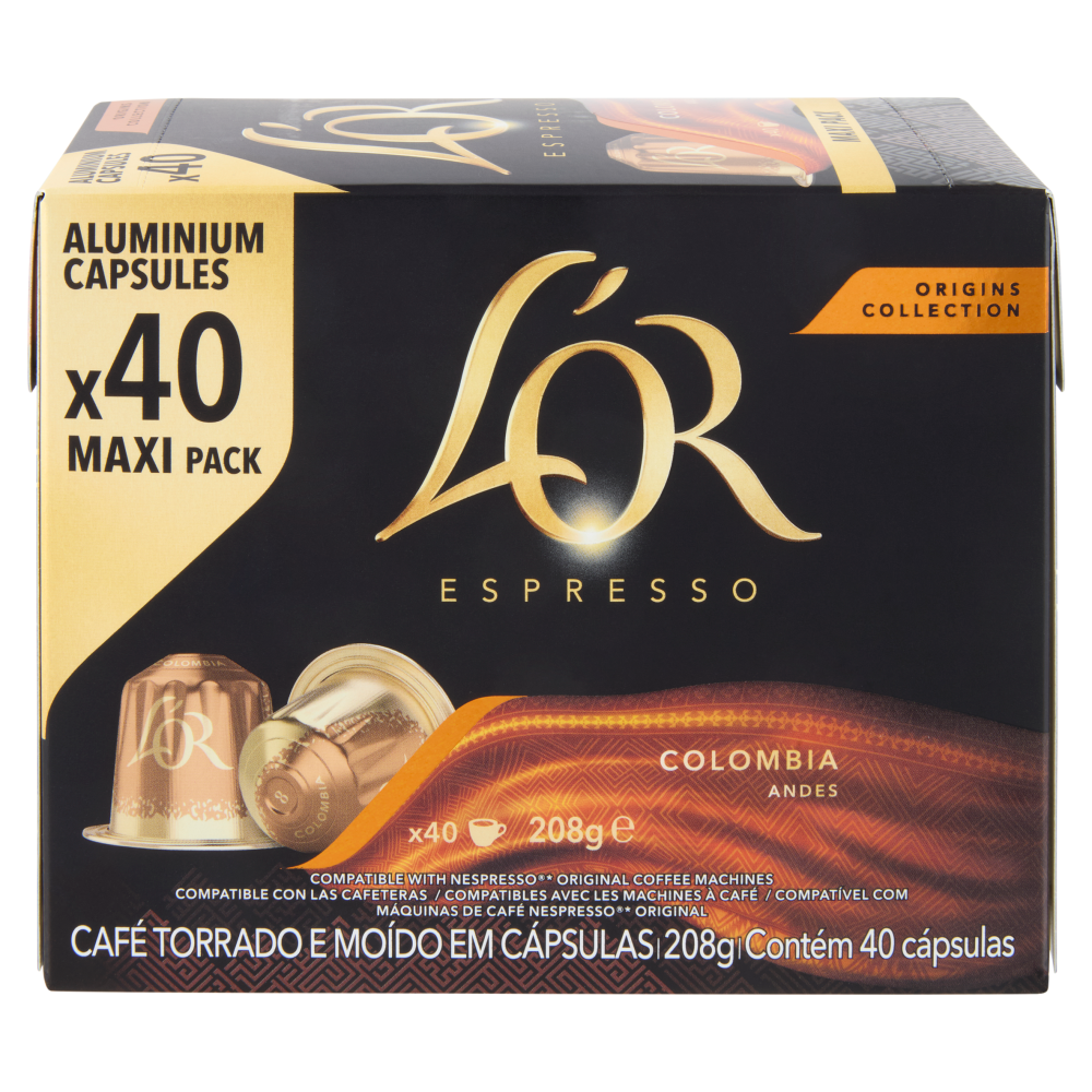 L'OR Espresso Origins Collection Colombia- 40 Capsule Caff&egrave; Comp. Macchine Nespresso*&reg; Original 208g