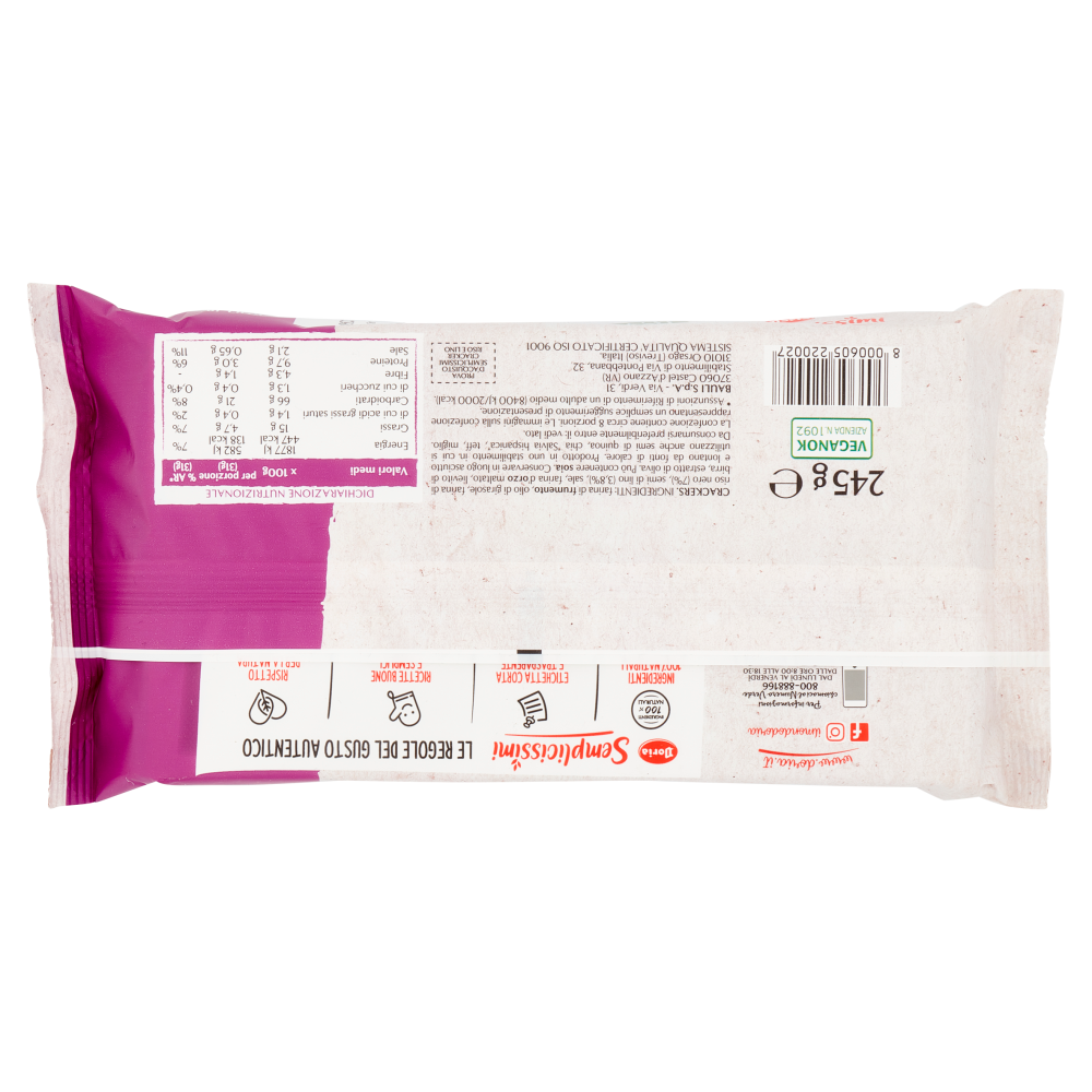 Doria Semplicissimi Crackers Riso Nero e Semi di Lino - 245 g