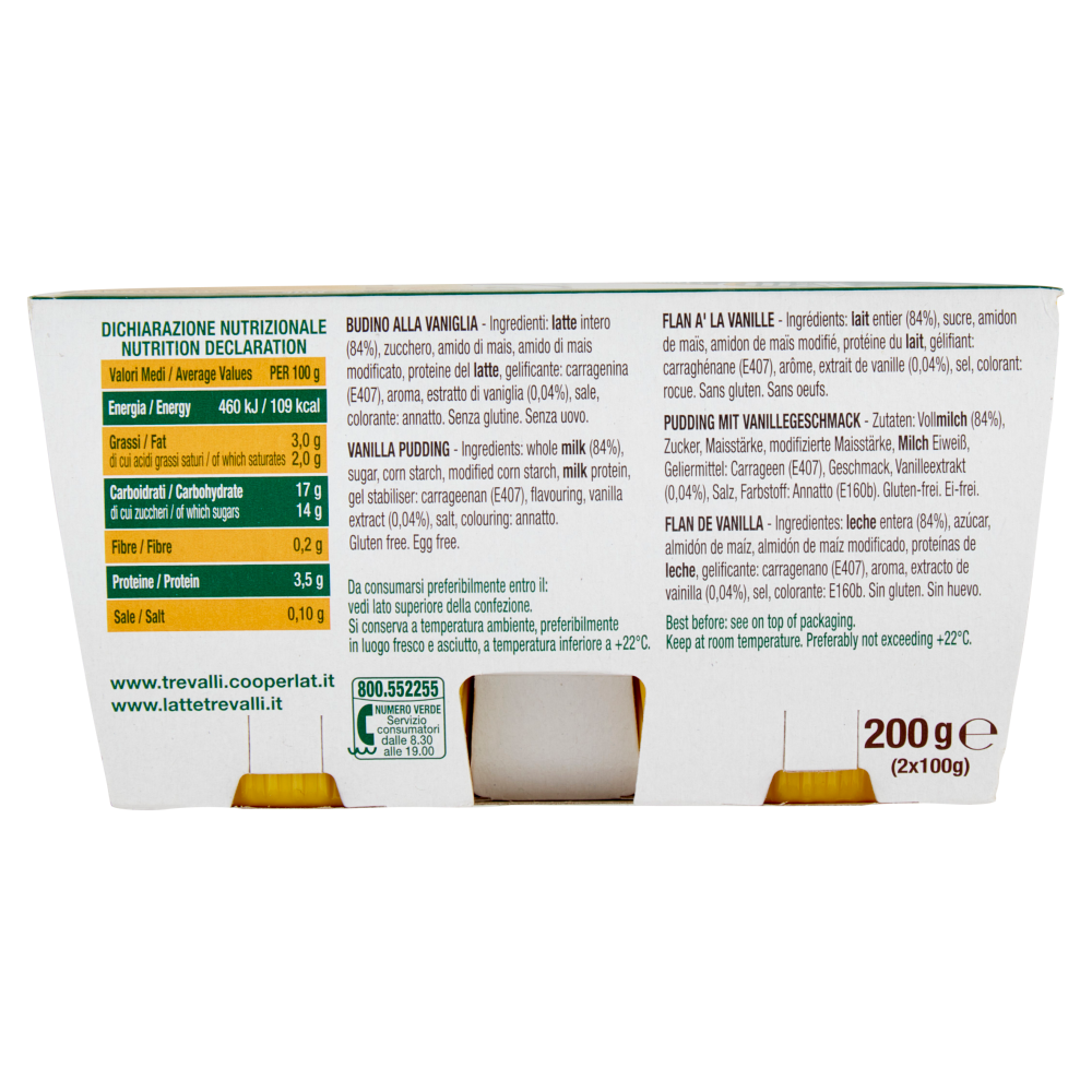 treValli i Dessert al Latte Budino Vaniglia del Madagascar 2 x 100 g