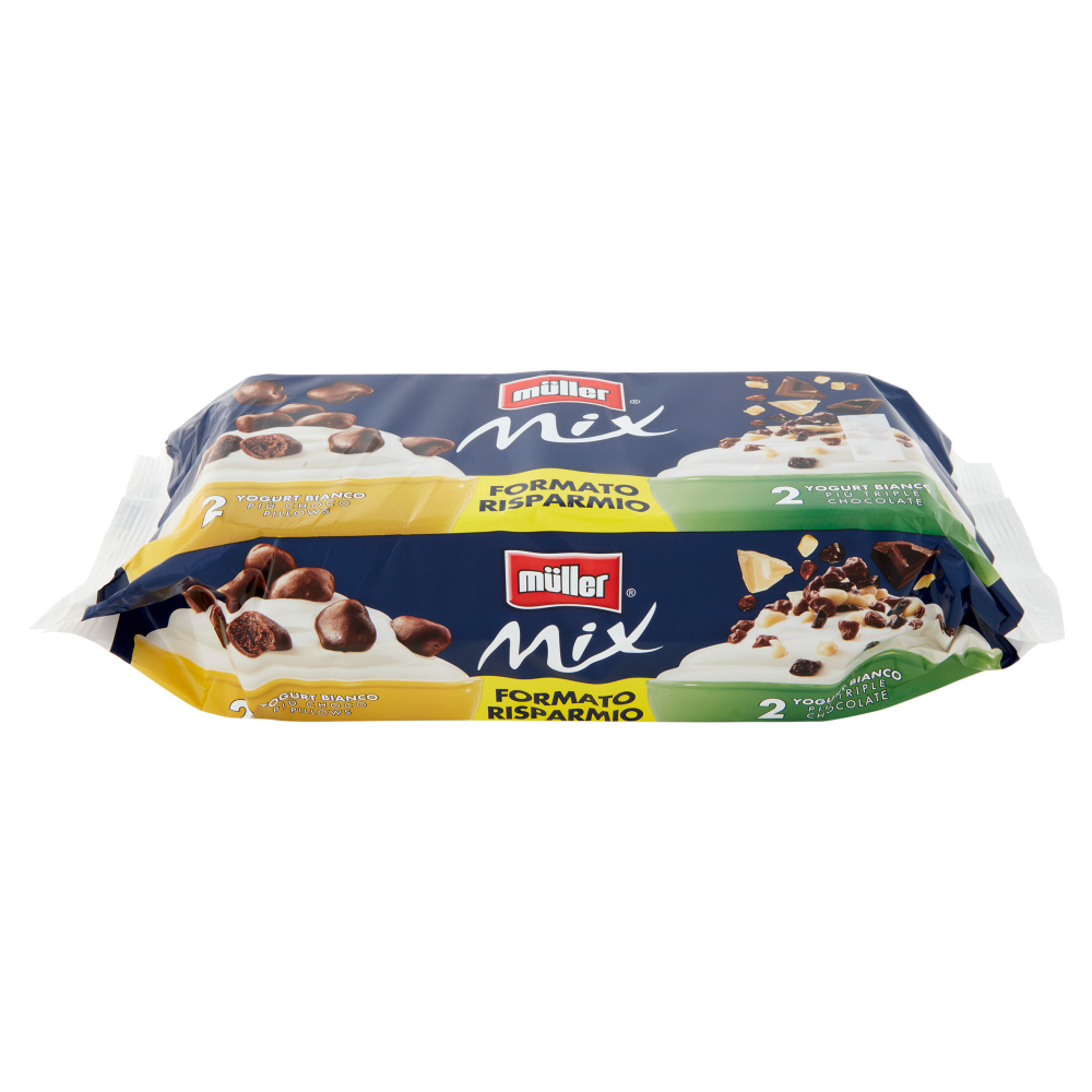 müller Mix 2 Yogurt Bianco Più Choco Pillows + 2 Yogurt Bianco Più Triple Chocolate 4 x 150 g