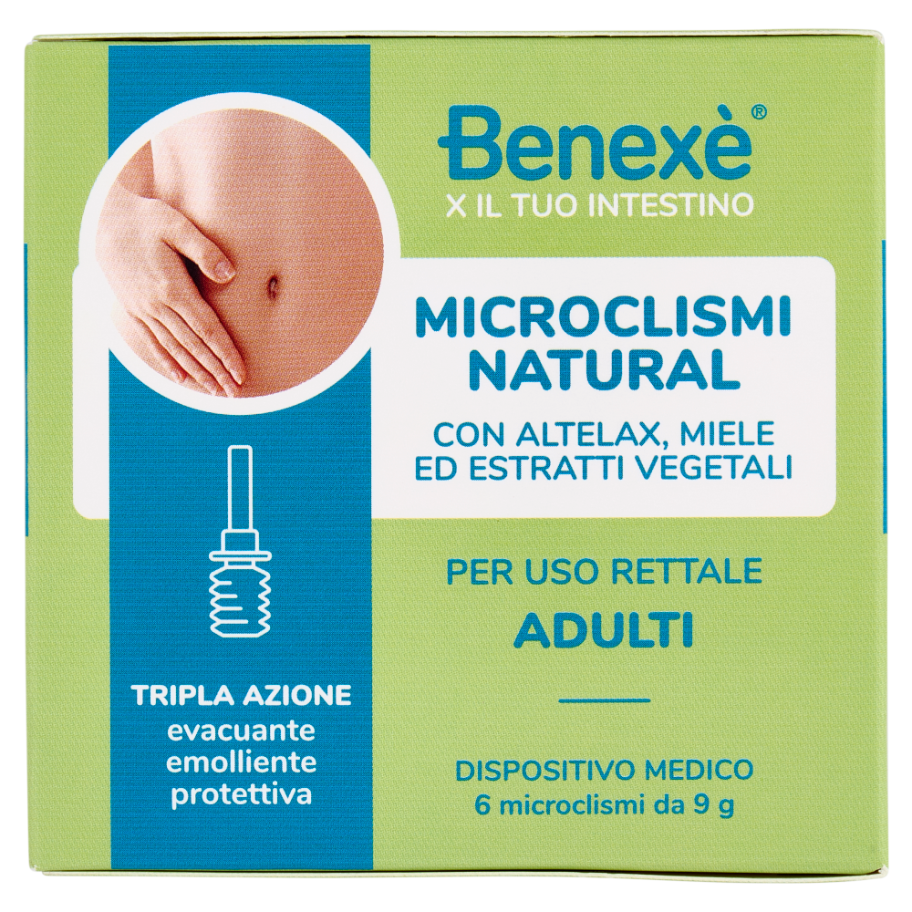 Benex&egrave; X il Tuo Intestino Microclismi Natural per Uso Rettale Adulti 6 x 9 g