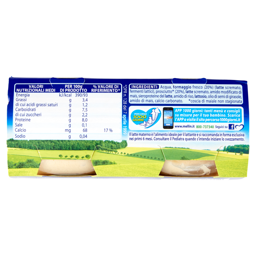 Mellin Formaggino con Prosciutto* Omogeneizzato 2 x 80 g