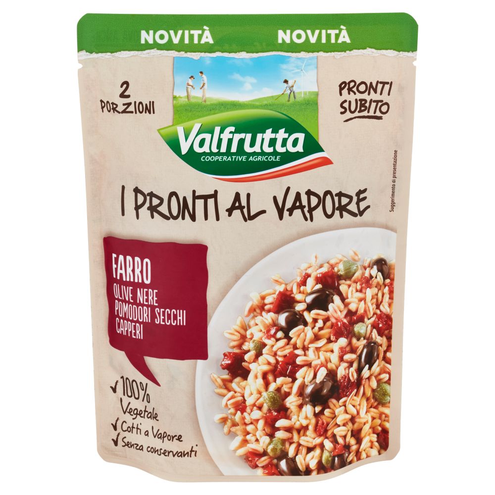 Valfrutta I Pronti al Vapore Farro, Olive Nere, Pomodori Secchi, Capperi 220 g