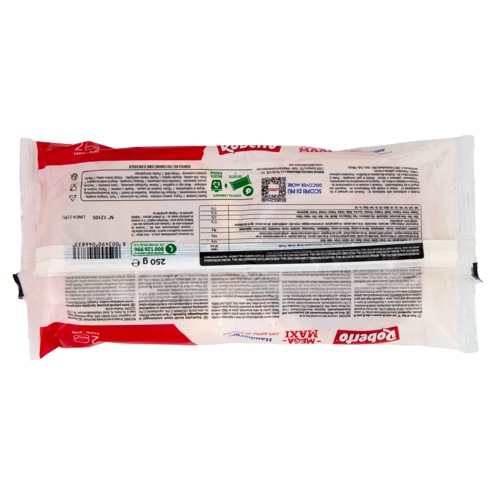 Roberto Mega Maxi Hamburger con semi di sesamo 2 Panini 250 g