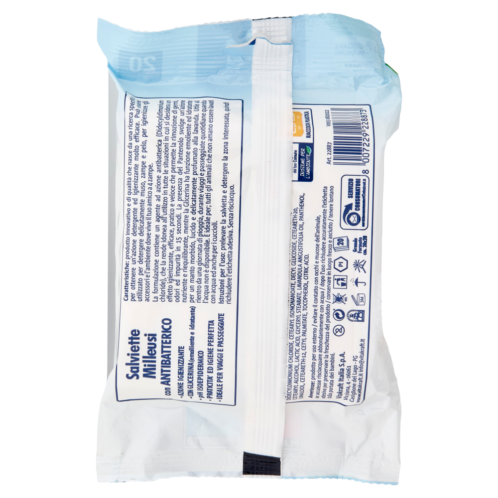 Vitakraft Salviette Milleusi con Antibatterico 20 pz