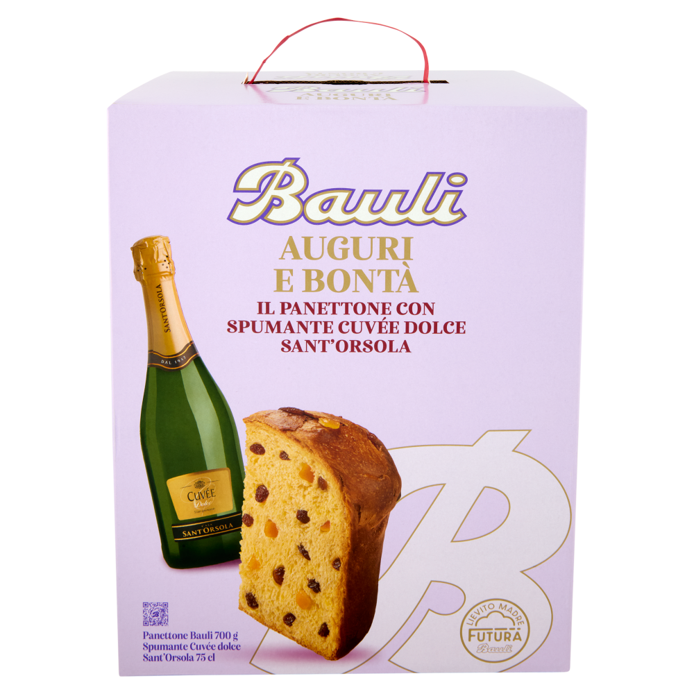 Bauli Auguri e Bontà Panettone Bauli 700 g + Spumante Cuvée dolce Sant'Orsola 75 cl