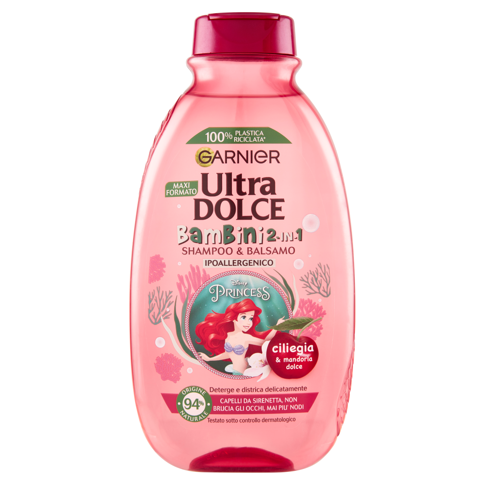 Garnier Ultra Dolce Shampoo 2in1 per Bambine alla Ciliegia e Mandorla Dolce, 300 ml