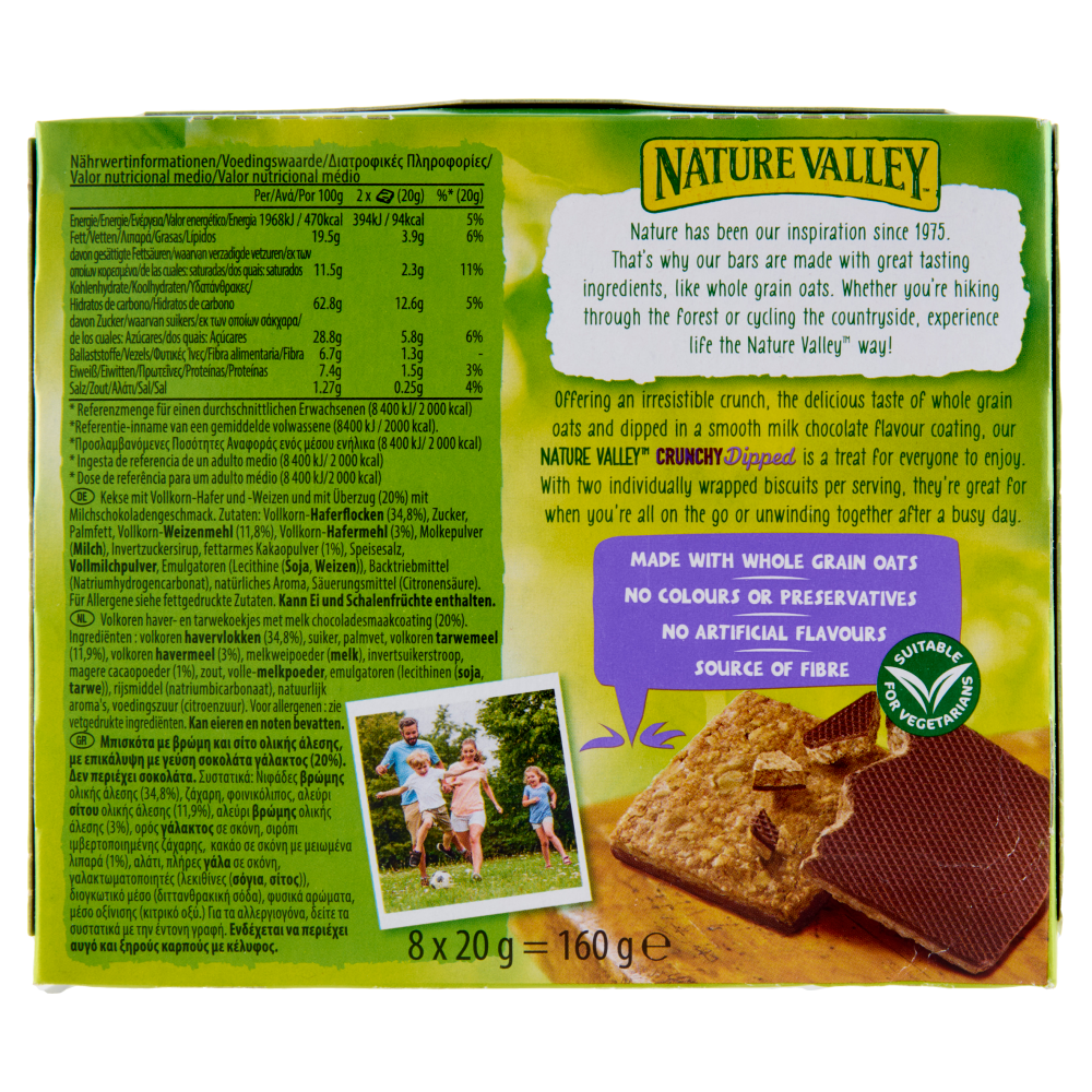 Nature Valley Crunchy Dipped Milk Chocolate Flavour 8 x 20 g