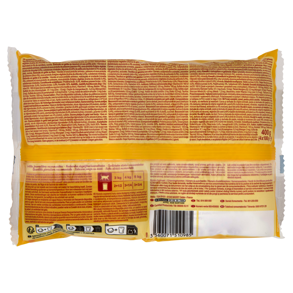 Carrefour Companino Vitalive Original Selection Gelatina tonno, gambero, salmone, merluzzo 4 x 100 g