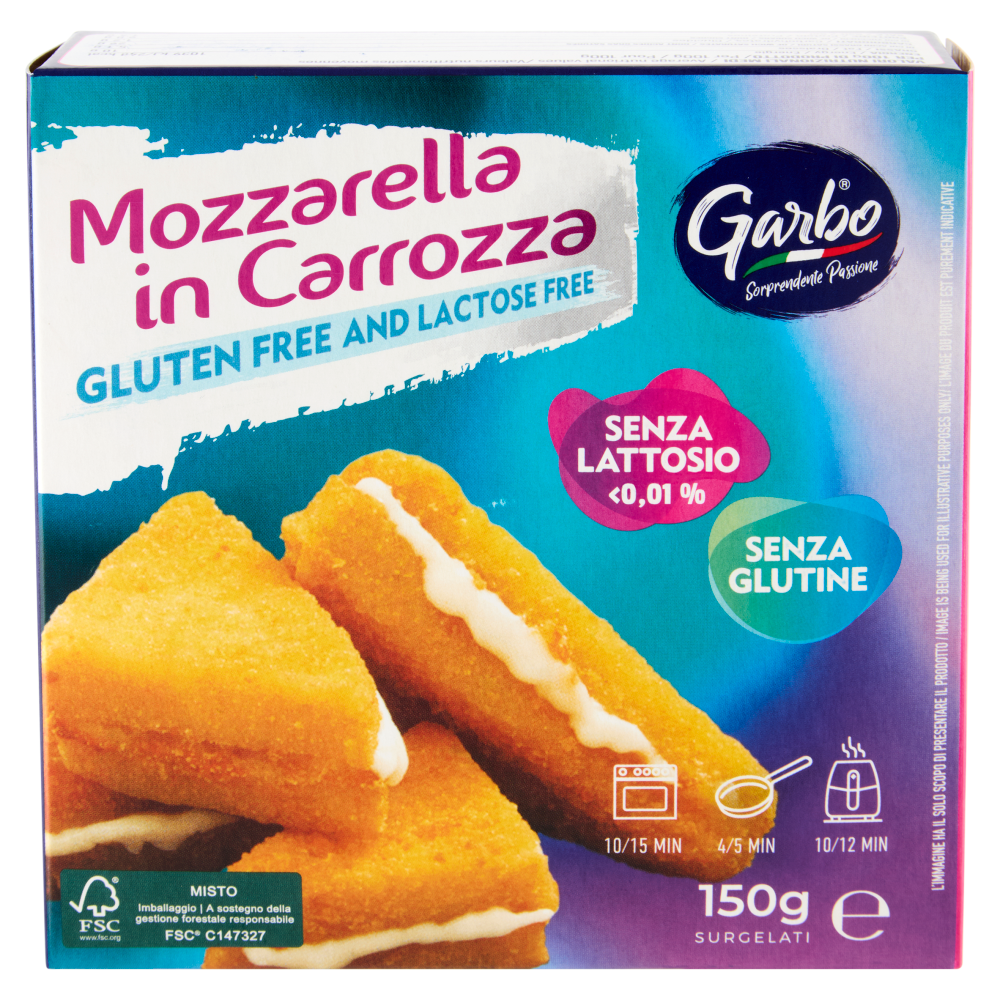Garbo Gluten Free and Lactose Free Mozzarella in Carrozza Surgelati 150 g
