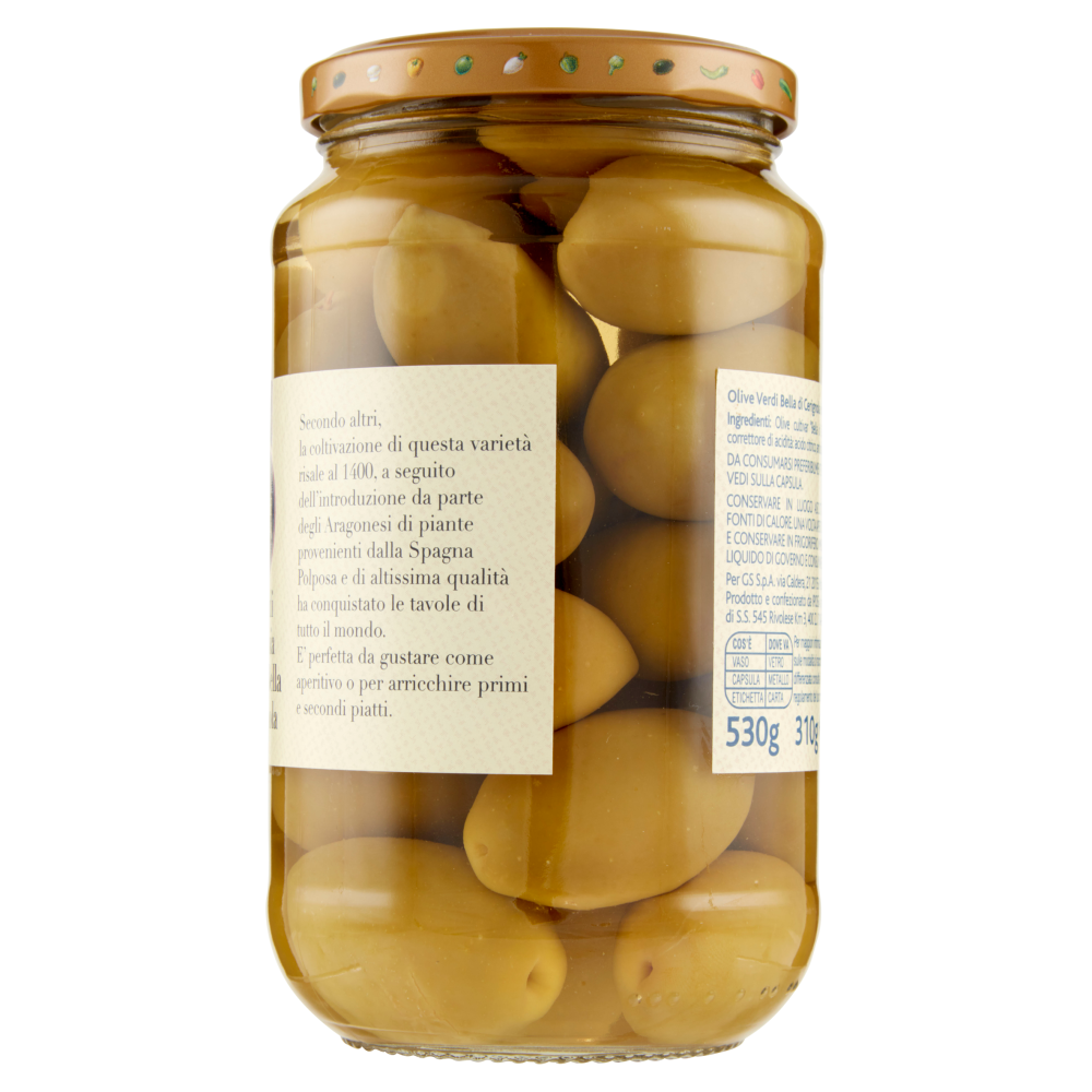 Terre d'Italia Olive verdi in salamoia cultivar Bella di Cerignola 530 g
