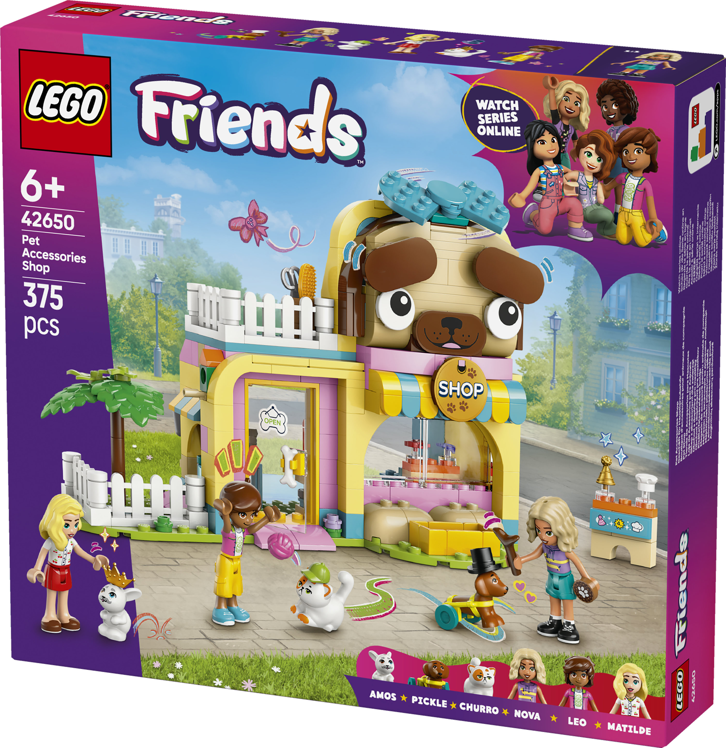 LEGO Friends 42650 Pet Shop, Giochi per Abilit&agrave; Sociali e Cura Animali per Bambine e Bambini 6+ con Coniglio, Cane e Gatto