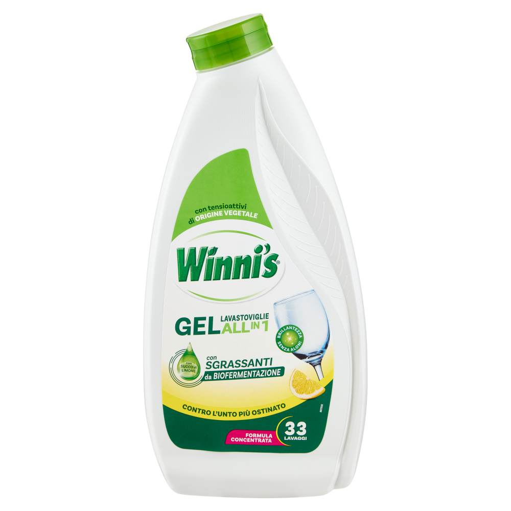Winni's Gel Lavastoviglie All in 1 con Succo di Limone, 33 Lavaggi, 561 ml