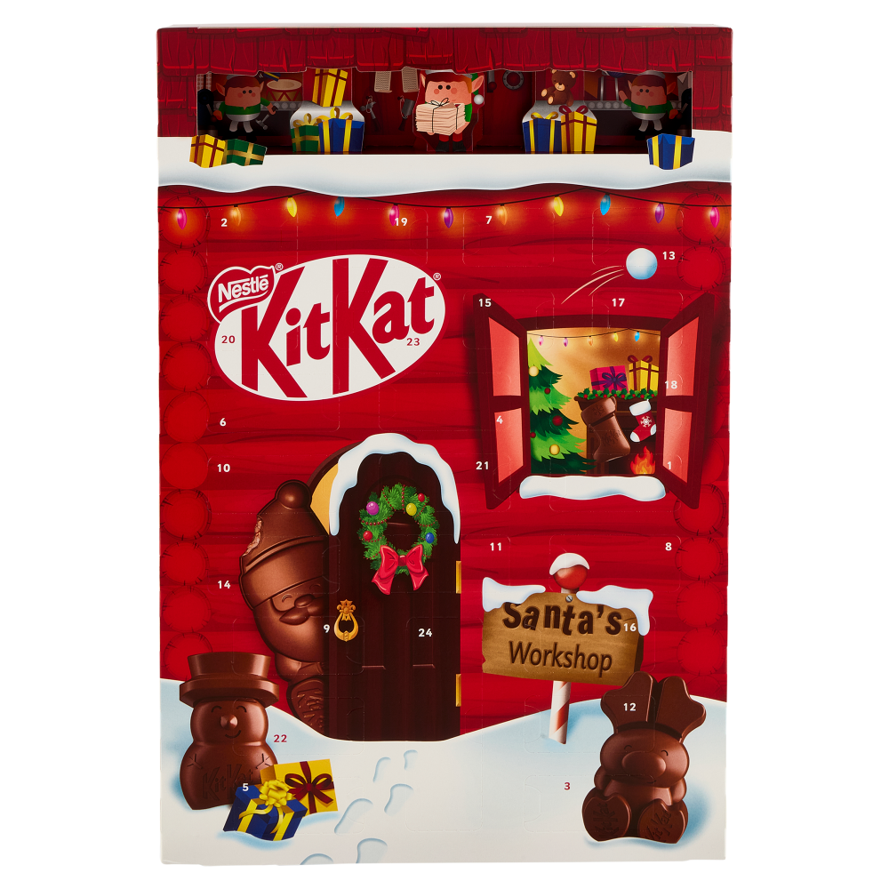 KITKAT Calendario Avvento Personaggi e Palline di Cioccolato al Latte ripieno con Wafer 208g