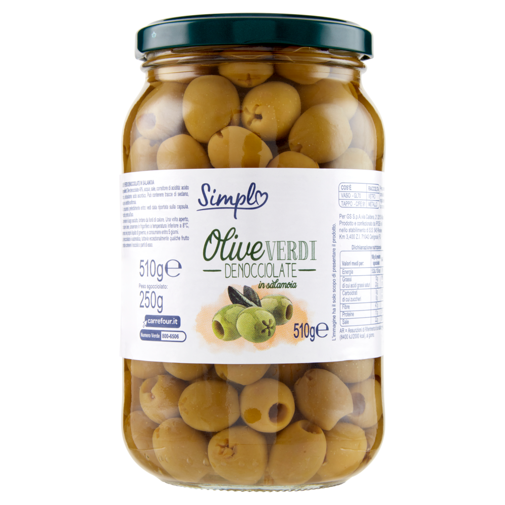 Simpl Olive Verdi Denocciolate in salamoia 510 g