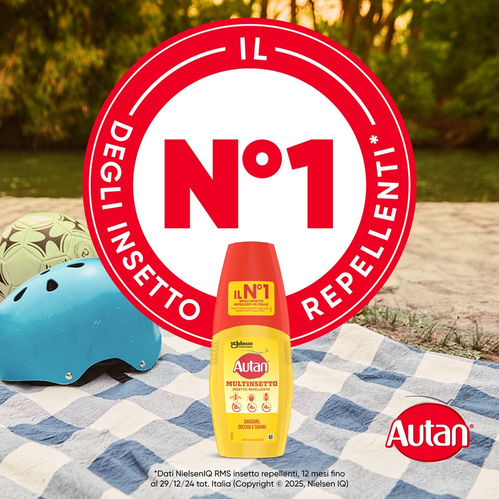 Autan Multinsetto Spray Repellente Zanzare Comuni e Tigre, Zecche e Tafani, Protezione Forte e Duratura, 100 ml