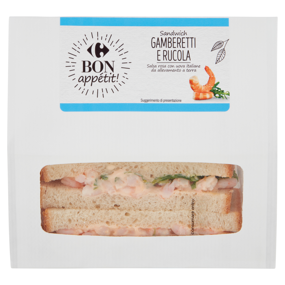Carrefour Bon app&eacute;tit! Sandwich Gamberetti e Rucola 2 Sandwiches 165 g