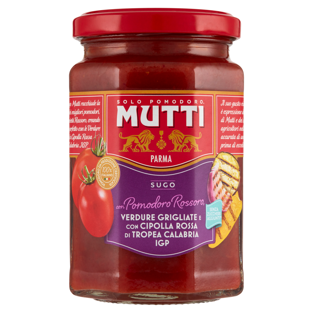 Mutti Sugo con Pomodoro Rossoro, Verdure Grigliate e con Cipolla Rossa di Tropea Calabria IGP 280 g