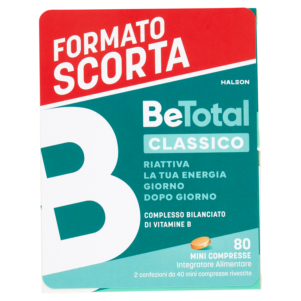 BeTotal Vitamina B, B6 Integratore per Riattivare l'Energia e Ridurre la Stanchezza 80 cpr 2 x 14,4g